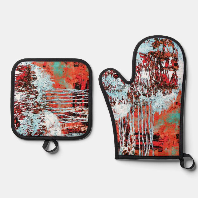 Oven Mitt & Pot Holders – Corrosion Pulse Oven Mitt & Pot Holder Set (Front)