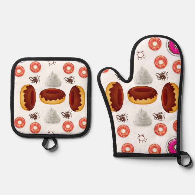Oven Mitt & Pot Holders Doughnuts  Holder Set (Front)