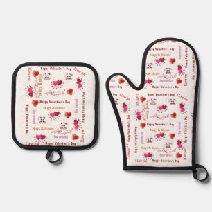 Oven Mitt & Pot Holders Valentine's Day Couple Oven Mitt & Pot Holder Set