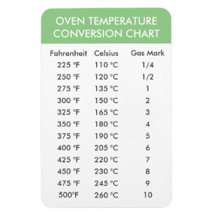 oven temperature conversion chart magnet