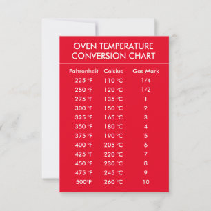 oven temperature conversion chart red
