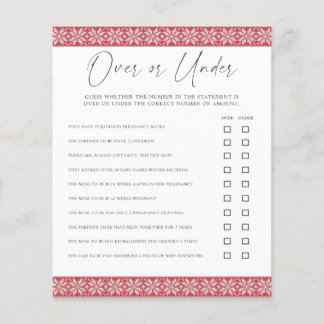 Over and Under/Would She Rather Baby Shower Games