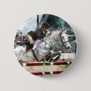 Over Easy Hunter Jumper Show Jumping 2 Inch Round Button