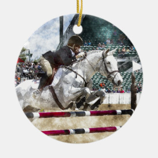 Over Easy Hunter Jumper Show Jumping Ceramic Ornament