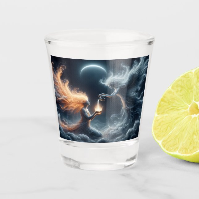Over Flowith  Shot Glass (Front)