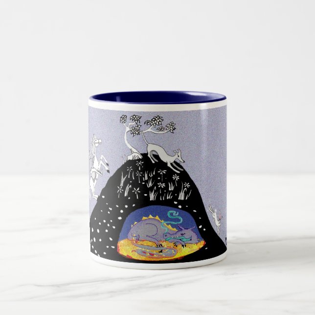 over hill and under hill Two-Tone coffee mug (Center)