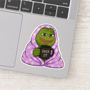 Over It Frog Cozy Meme Sticker