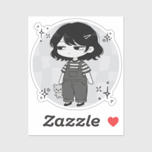 Over It Round Aesthetic Chibi Girl Illustration