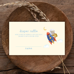 Over Moon Rocket Bear Diaper Raffle Baby Shower Enclosure Card