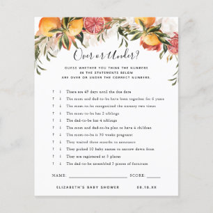 Over or Under   Baby Shower Game