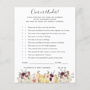 Over or Under   Baby Shower Game