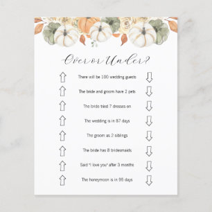 Over or Under Bridal Shower Game  Flyer