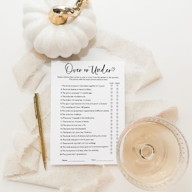 Over Or Under Bridal Shower Game Invitation (Creator Uploaded)