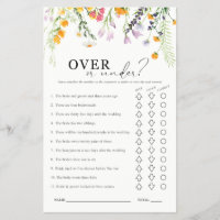 Over or Under Bridal Shower Game Wildflowers 
