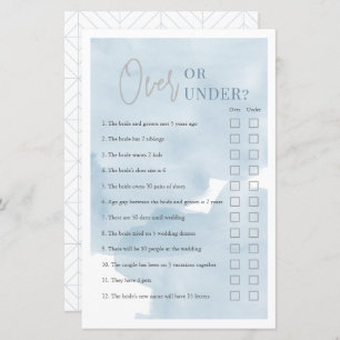 Over or Under Bue Sky Bridal Shower Game