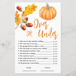 Over or Under Fall Pumpkin Bridal Game