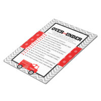 Over or Under Firetruck Baby Shower Game - 40 Pack