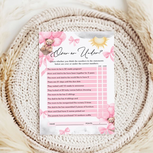 Over or Under Game, Bear Baby Shower Game (Creator Uploaded)