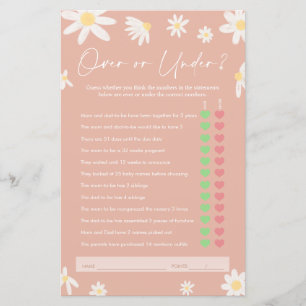 Over or Under Game, Pink Daisy Baby Shower Game