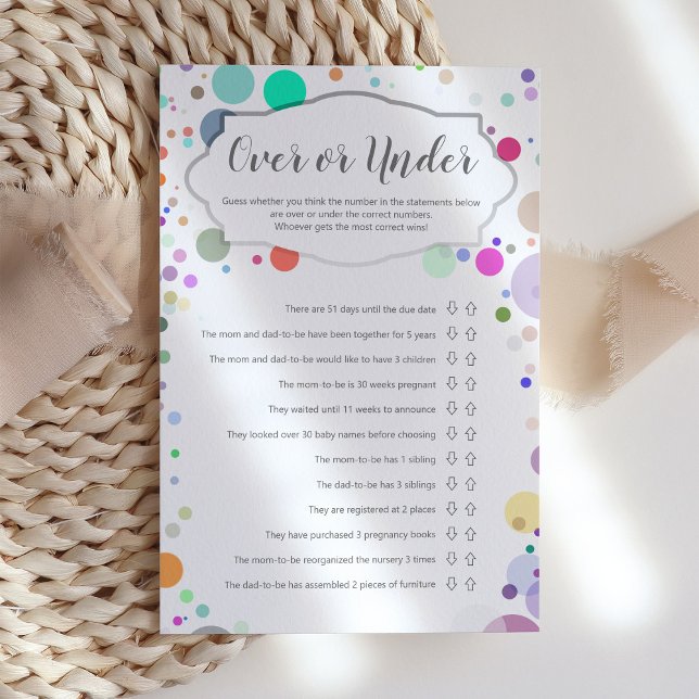 "Over or Under" Polka Dots Baby Shower Game (Creator Uploaded)
