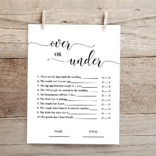 Over or Under Simple Bridal Shower Game