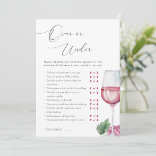 Over or Under Vino before Vows Bridal Shower Game Invitation