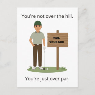 Over Par Birthday Golf Greeting Postcard