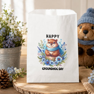 Over Rated? Watercolor Celebrating Groundhog Day Favour Bag