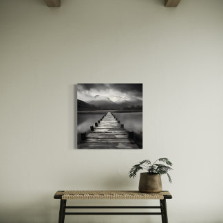 Over the Bridge – Moody Black & White Landscape Canvas Print