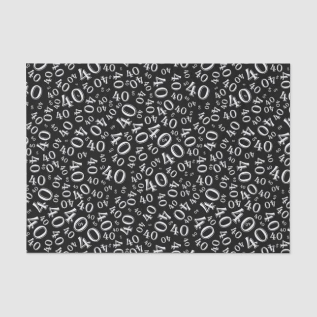 Over The Hill 40th Birthday Black White Collage Tissue Paper (Front)