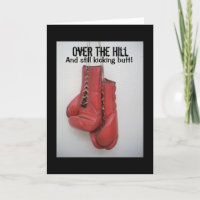 Over the Hill Birthday Card Boxing Gloves