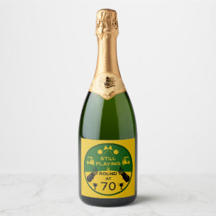 Over The Hill Birthday Golfer Sparkling Wine Label