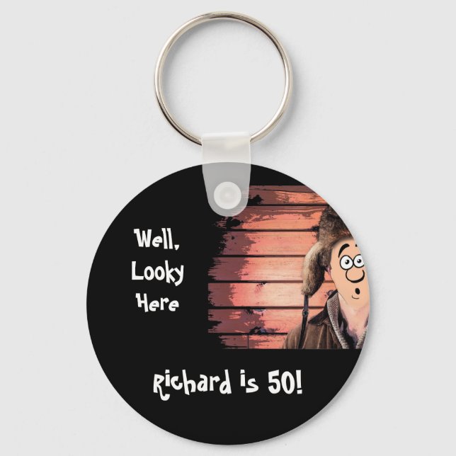Over the Hill Funny  Redneck  50th Birthday Keychain (Front)