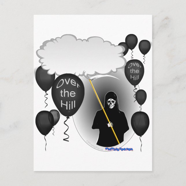 Over the Hill Grim Reaper birthday Postcard (Front)