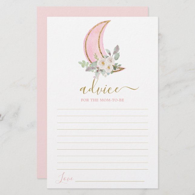 Over the moon Advice for Mom To Be card (Front/Back)