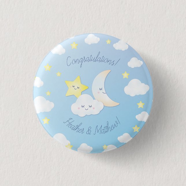 Over the Moon and Stars 1 Inch Round Button (Front)