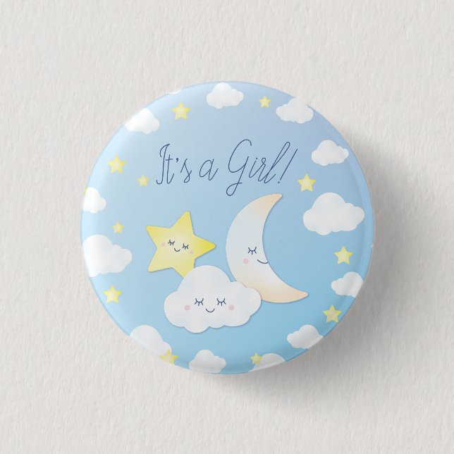 Over the Moon and Stars 1 Inch Round Button (Front)