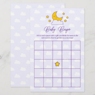 Over The Moon and Stars Baby Shower Bingo Game