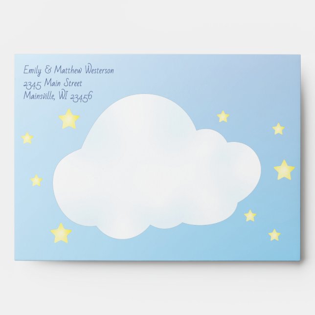 Over the Moon and Stars Baby Shower Envelope (Front)
