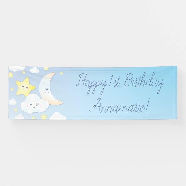 Over the Moon and Stars Birthday Party Banner (Horizontal)