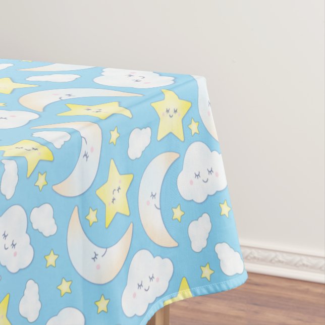 Over the Moon and Stars Birthday Party Tablecloth (In Situ)