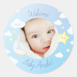 Over the Moon and Stars Classic Round Sticker