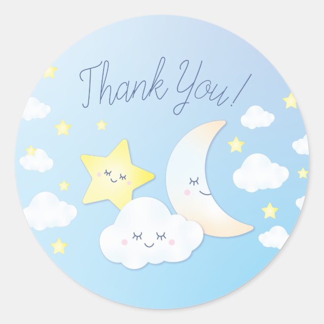 Over the Moon and Stars Classic Round Sticker (Front)