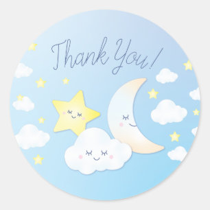 Over the Moon and Stars Classic Round Sticker