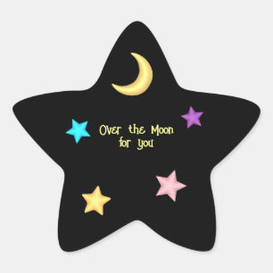 Over the Moon and Stars Custom Text   Star Sticker