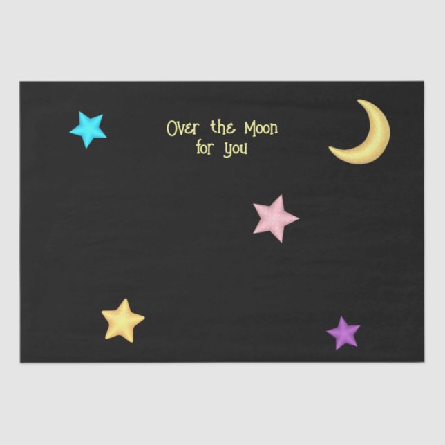 Over the Moon and Stars Custom Text   Tissue Paper (Front)