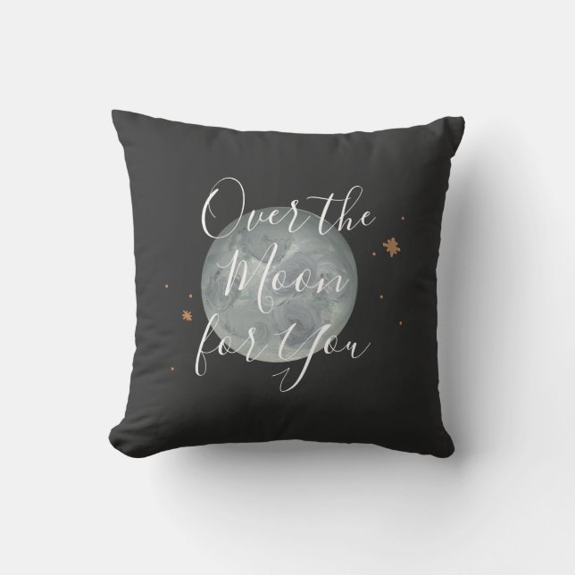 Over the Moon and Stars Throw Pillow (Front)