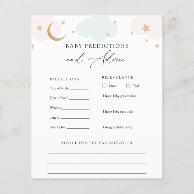 Over the Moon Baby Advice and Predictions Card (Front)