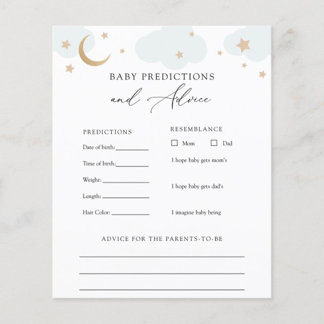 Over the Moon Baby Advice and Predictions Card (Front)