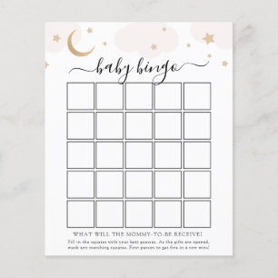 Over the Moon Baby Bingo Game Card